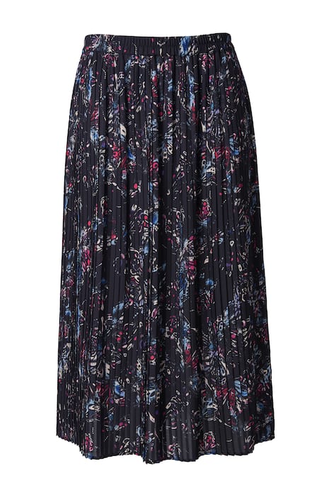 Plisovaná midi sukně, motýli, A střih, elastický pas