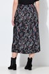 Plisowana spódnica midi, motyle, krój trapezowy, elastyczny pas