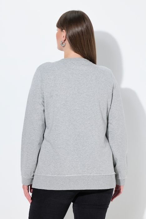 Sweatshirt, hart, ronde hals, lange mouwen open afgewerkt