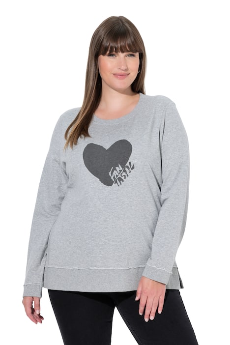 Mikina, srdce, kulatý výstřih, dlouhé rukávy, otevřené okraje