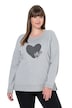Mikina, srdce, kulatý výstřih, dlouhé rukávy, otevřené okraje