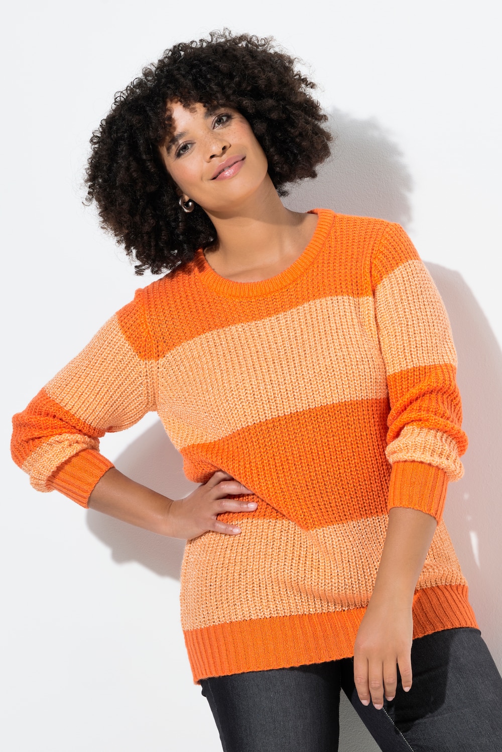 Pullover, Straight Fit, Blockstreifen, Pailletten
