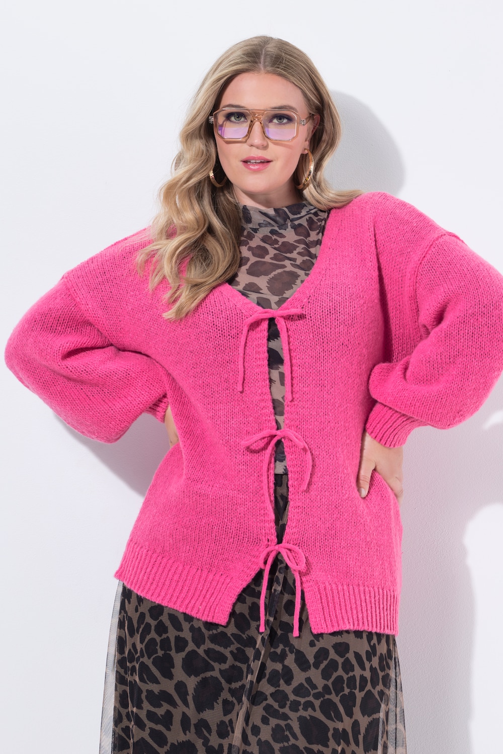 Strickjacke, Loose Fit, Schleifenverschluss
