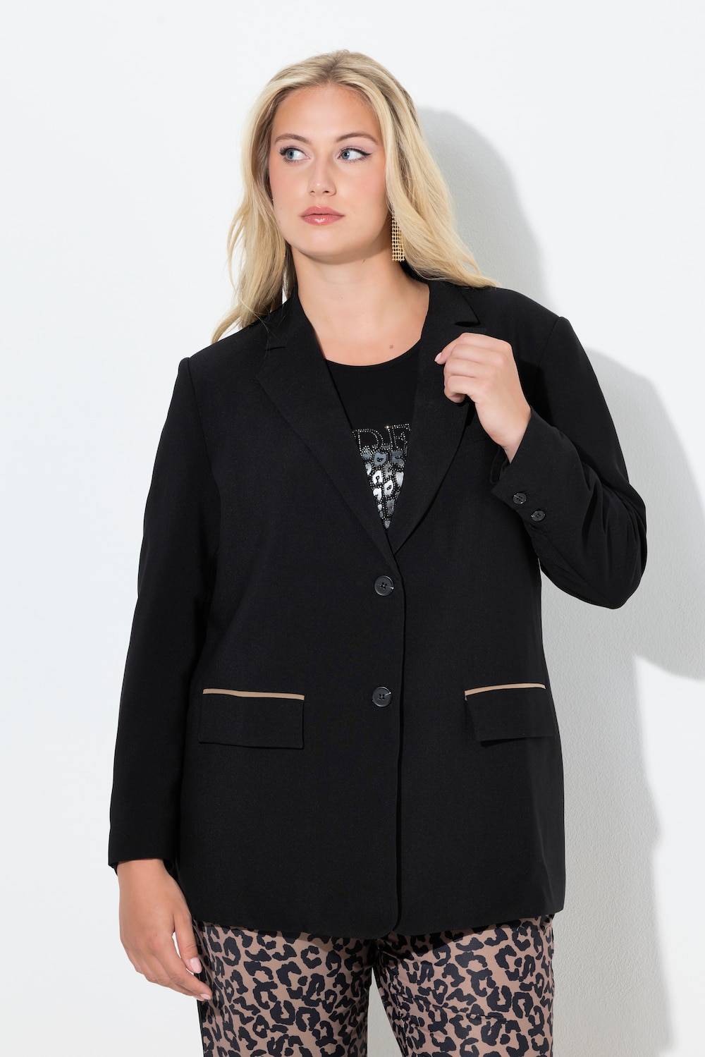 Große Größen Blazer, Damen, schwarz, Größe: 46/48, Polyester/Viskose, Ulla Popken