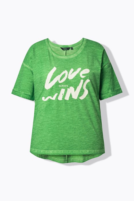 T-shirt, nadruk z napisem, oversize, okrągły dekolt, rękaw 1/2