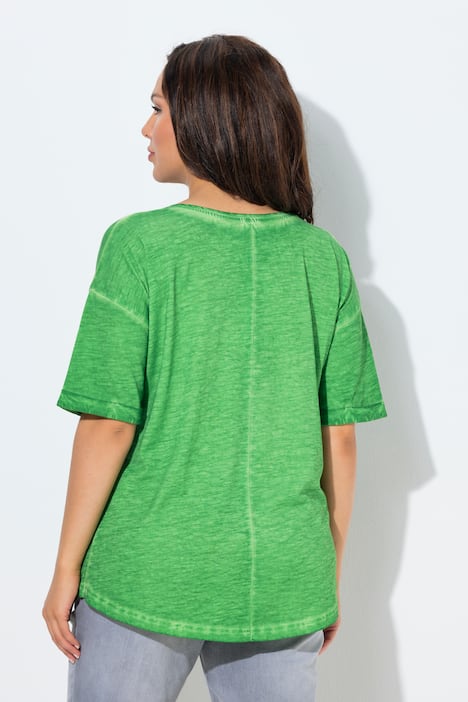 T-shirt, nadruk z napisem, oversize, okrągły dekolt, rękaw 1/2