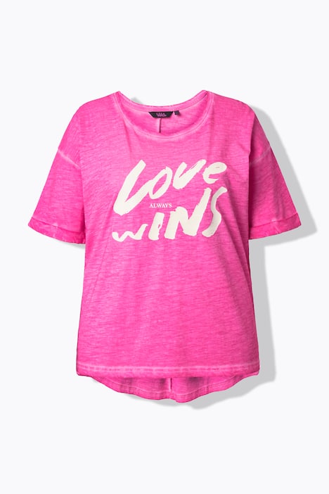 T-shirt, nadruk z napisem, oversize, okrągły dekolt, rękaw 1/2