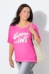 T-shirt, nadruk z napisem, oversize, okrągły dekolt, rękaw 1/2