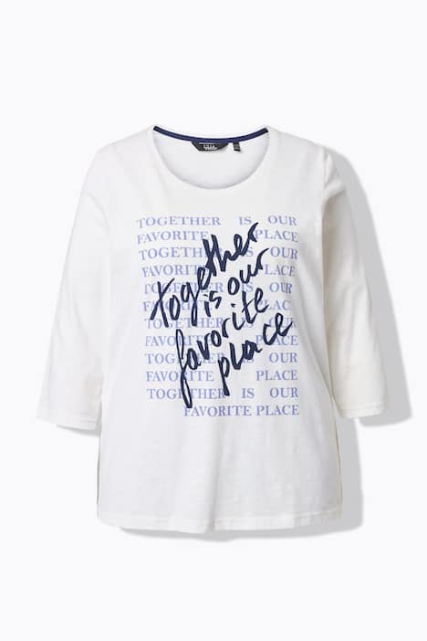 Shirt, tekstmotief, classic, ronde hals, 3/4-mouwen