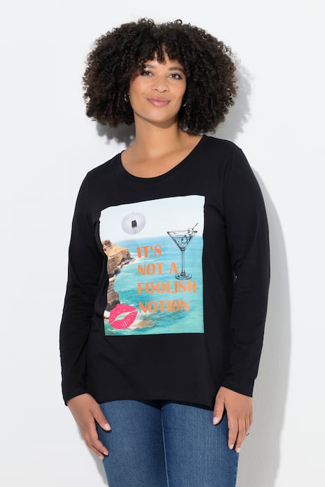 Shirt met lange mouw, A-lijn, Holiday-motief, statement