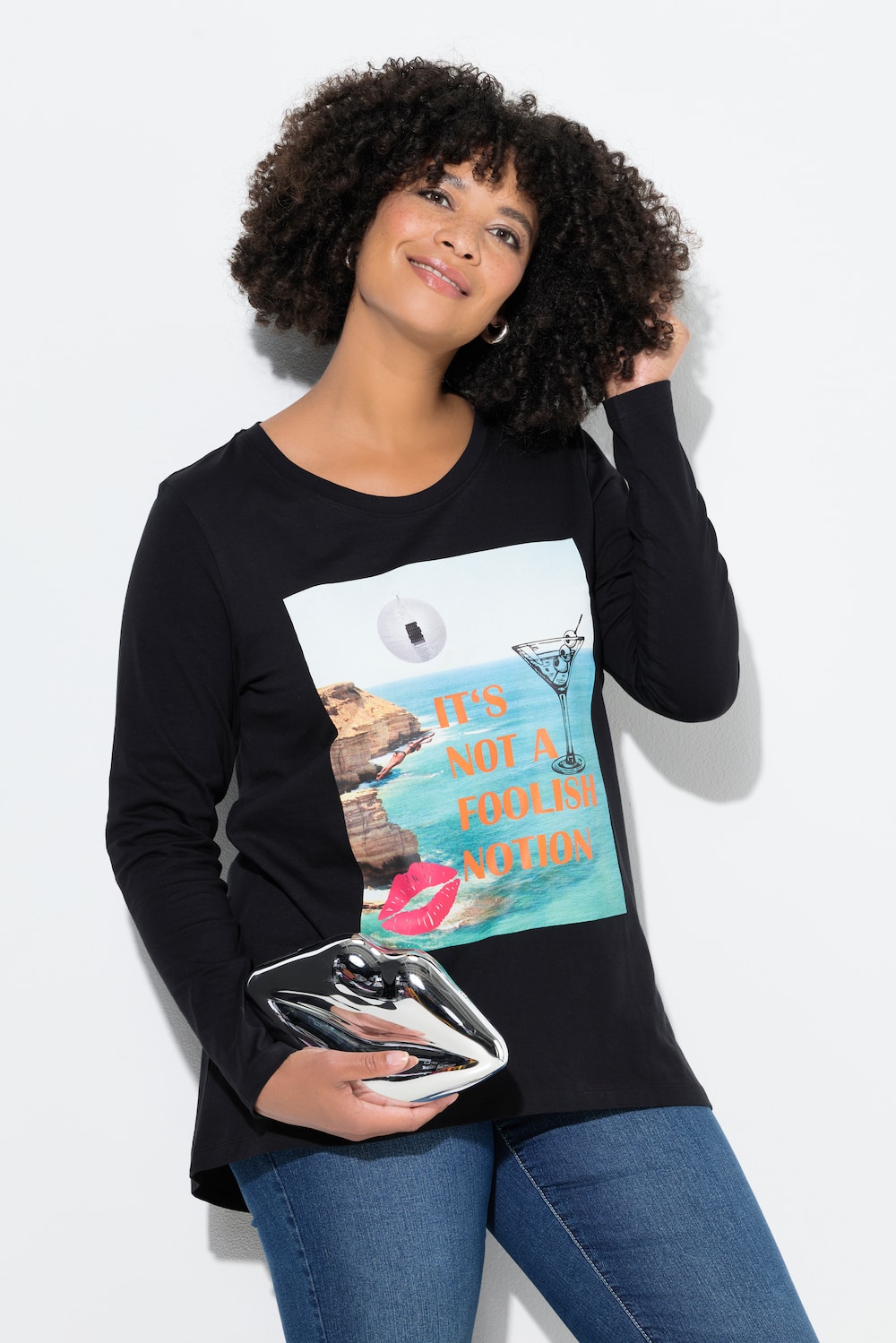 Langarmshirt, A-Linie, Holiday-Motiv, Statement