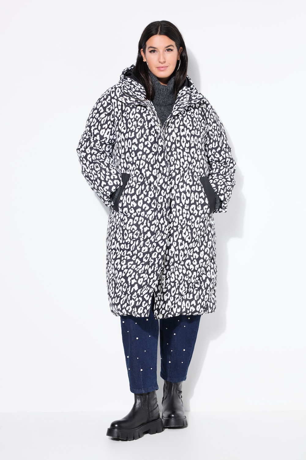 Große Größen Steppmantel, Damen, schwarz, Größe: 58/60, Polyester, Studio Untold