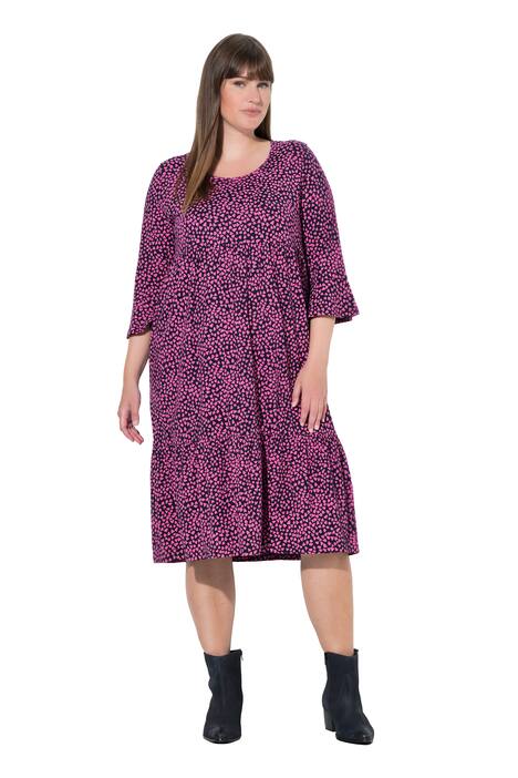 Midi šaty, srdce, A střih, kulatý výstřih, 3/4 rukávy