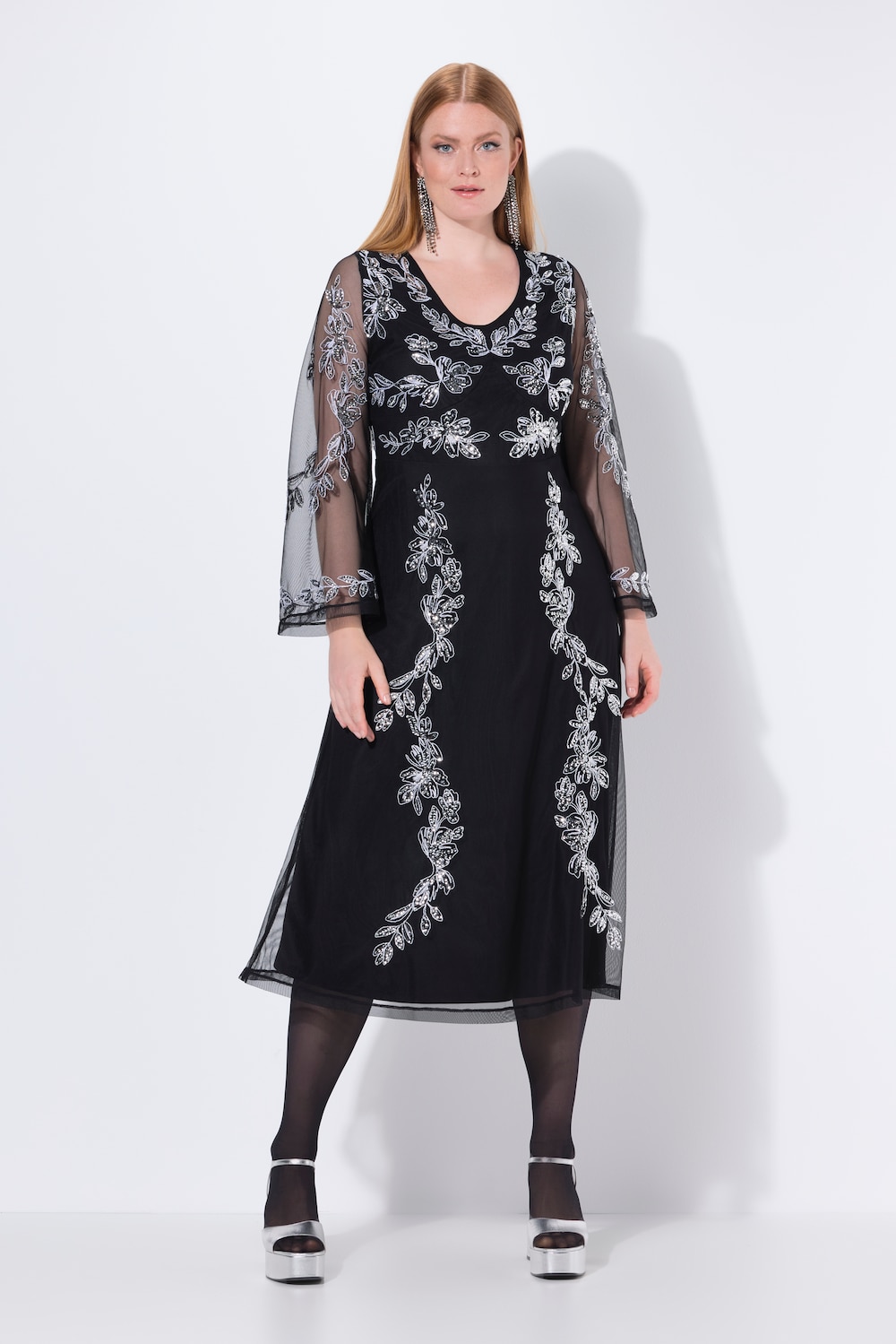 Große Größen Abendkleid, Damen, schwarz, Größe: 46, Polyester, Ulla Popken