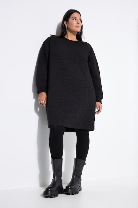 Robe mini en molleton, coupe oversize, matelassage léopard
