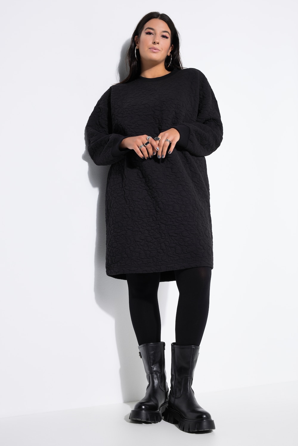 Sweat mini-jurk, oversized, LEO-stiksel