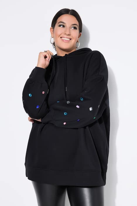 Hoodie, extra oversized, Kapuze, Ziersteinchen