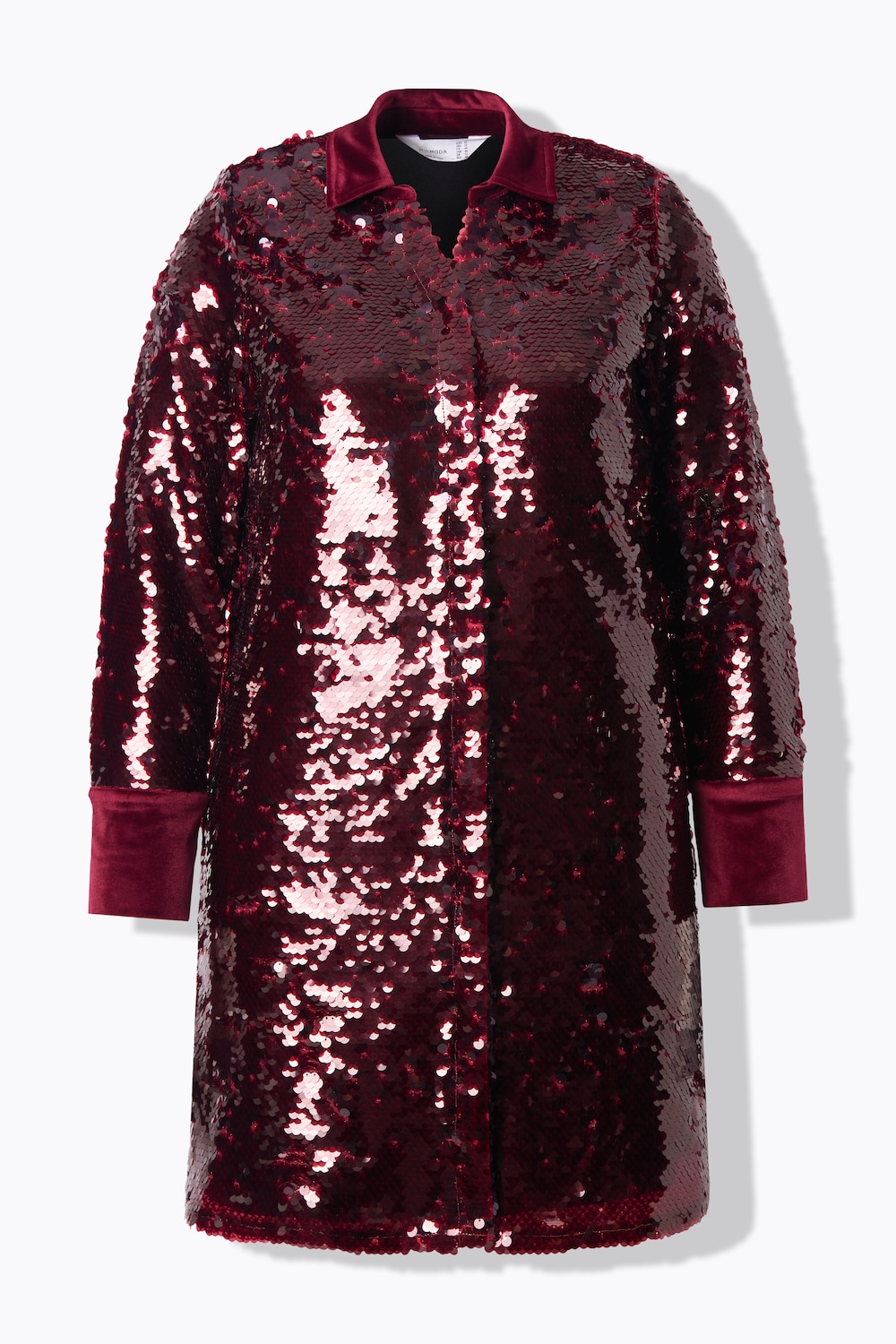 Stora storlekar Lång blus, Dam, röd, storlek: 48, Polyester, Mia Moda