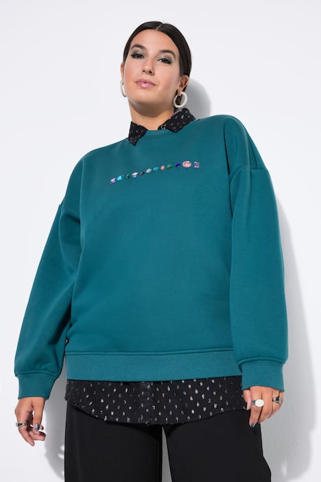 Sweatshirt, oversized, siersteentjes