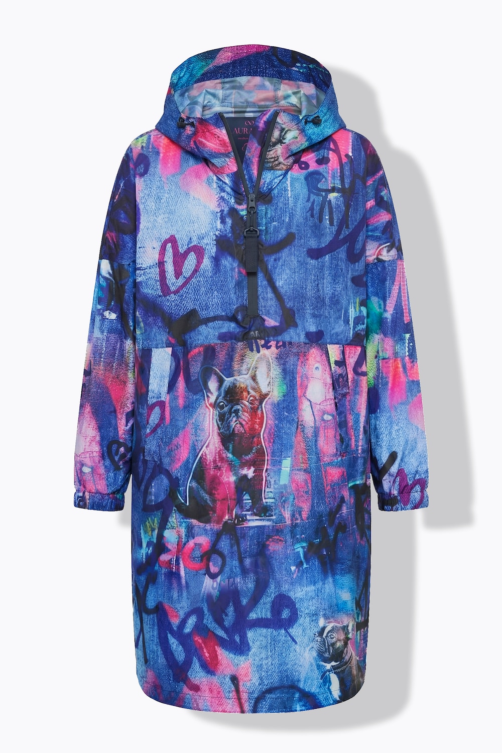 Stora storlekar Funktions-regncape, Dam, blå, storlek: One Size, Polyester, LAURASON