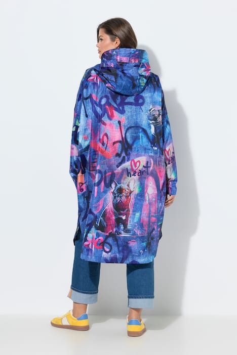 Funktions-Regencape, Unisex, Print, Kapuze