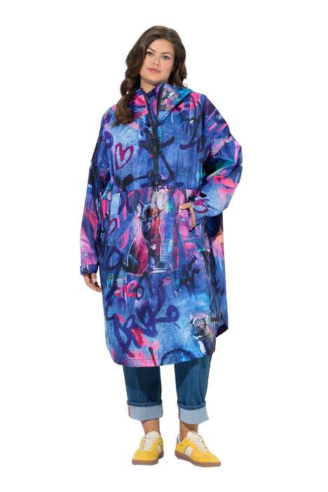 Funkční pláštěnka do deště, unisex, potisk, kapuca