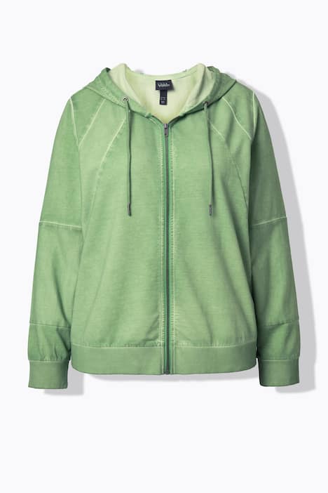 Sweatvest, cold dyed, capuchon, lange mouwen