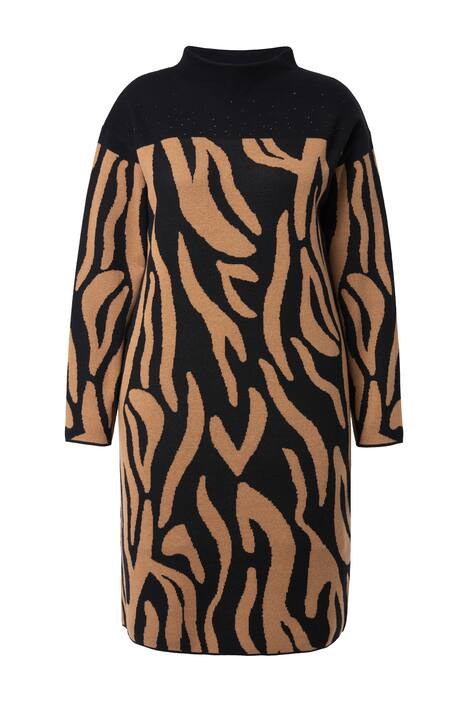 Pletené šaty, zebří vzor, oversized, dlouhé rukávy