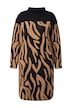 Pletené šaty, zebří vzor, oversized, dlouhé rukávy