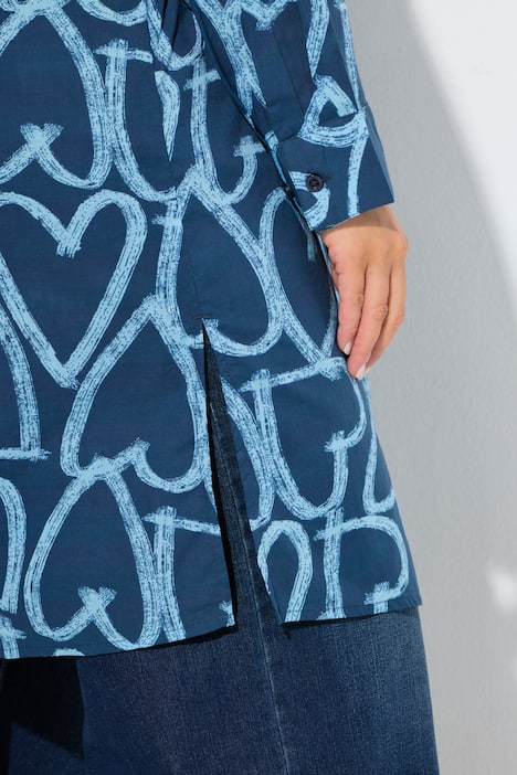Longbluse, Herzen, Hemdkragen, Langarm