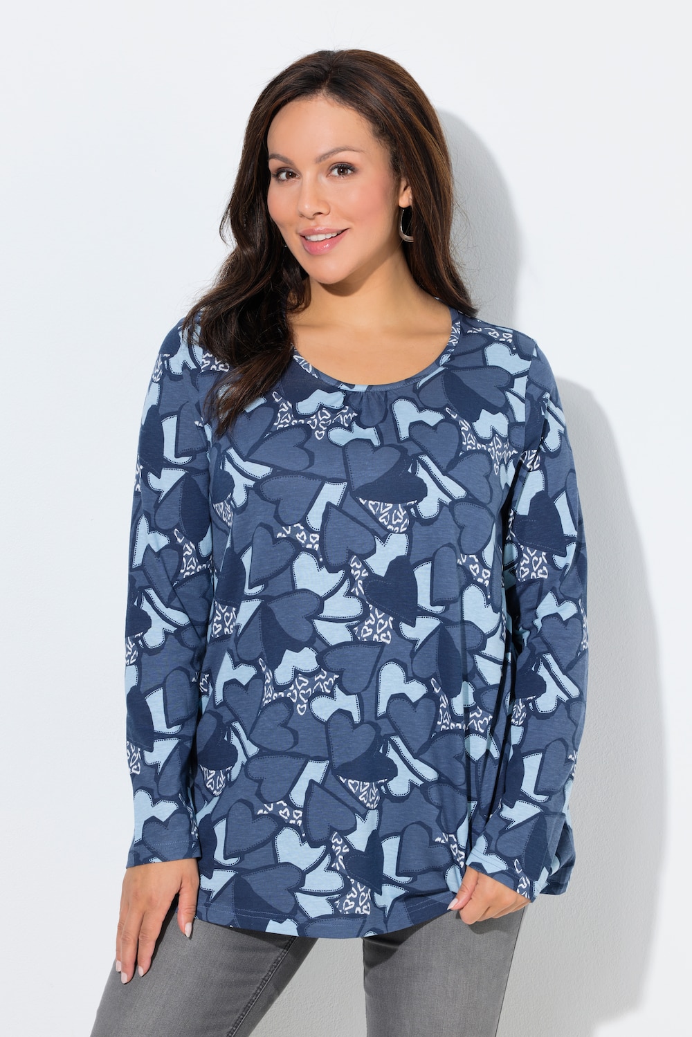 Große Größen Shirt, Damen, blau, Größe: 62/64, Baumwolle/Synthetische Fasern, Ulla Popken