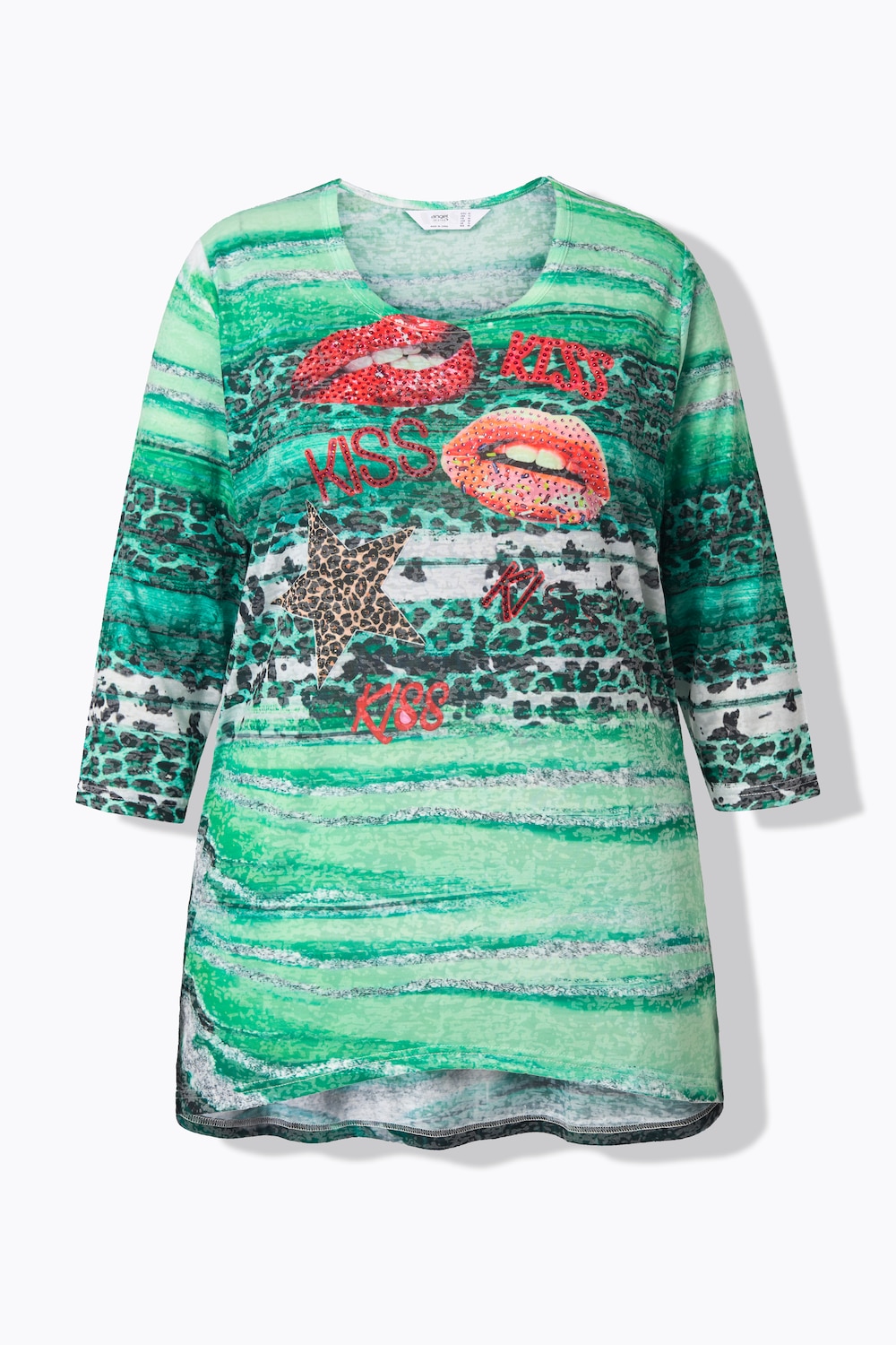 Stora storlekar T-shirt, Dam, turkos, storlek: 58, Polyester/Viskos, Angel of Style