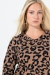 Leopard Print 3/4 Sleeve V-Neck Tee