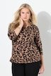 Leopard Print 3/4 Sleeve V-Neck Tee