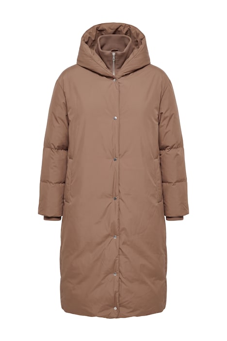 Prošívaný kabát, oversize, kapuce, dvoucestný zip