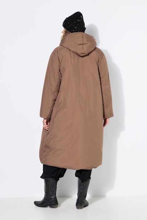 Steppmantel, oversize, 2-Wege-Zipper und Knopfleiste