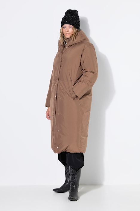 Steppmantel, oversize, 2-Wege-Zipper und Knopfleiste