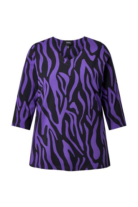 Tričko, zebří potisk, klasické, V výstřih, 3/4 rukáv