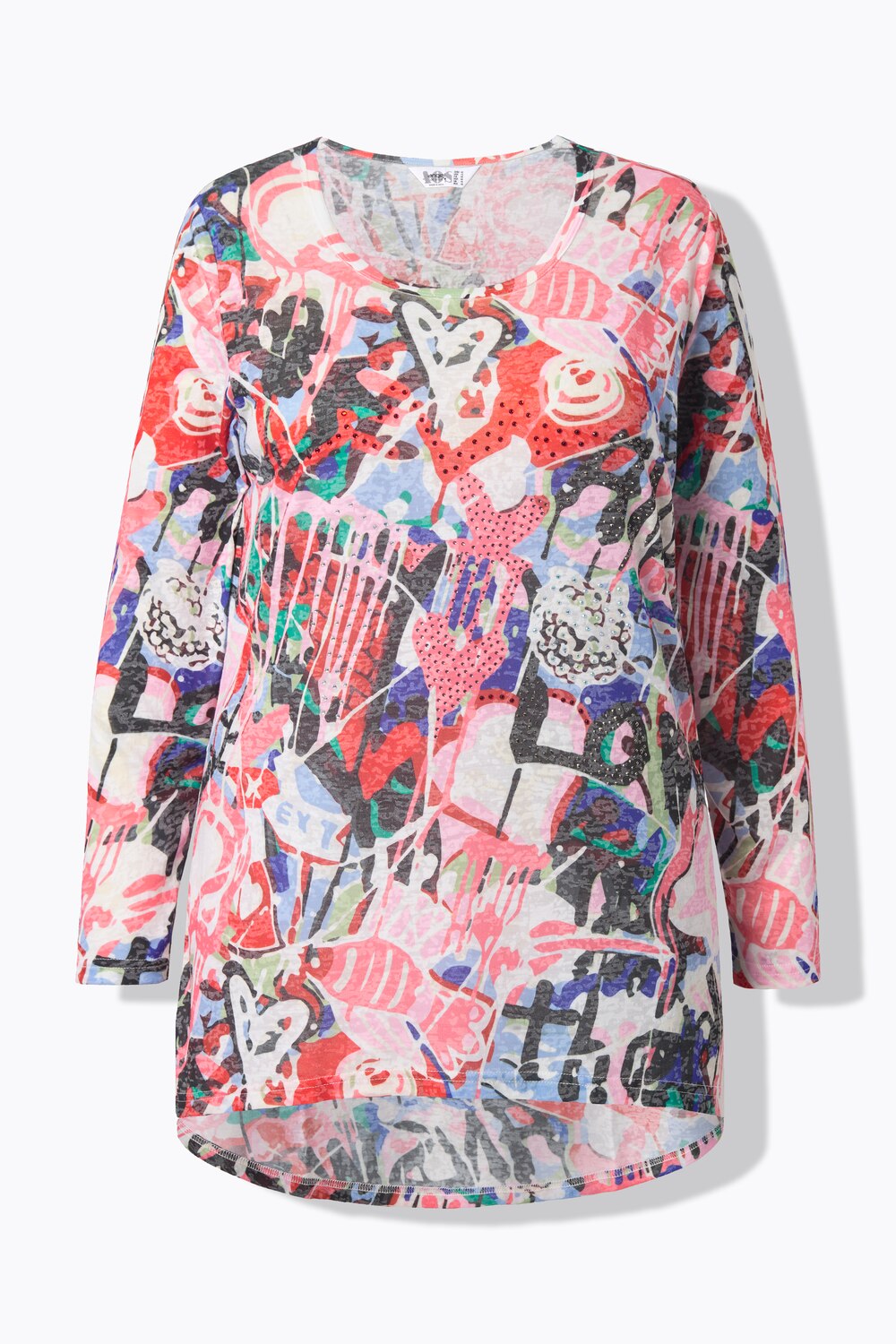 Stora storlekar Långärmad topp, Dam, vit, storlek: 60, Polyester/Viskos, Angel of Style