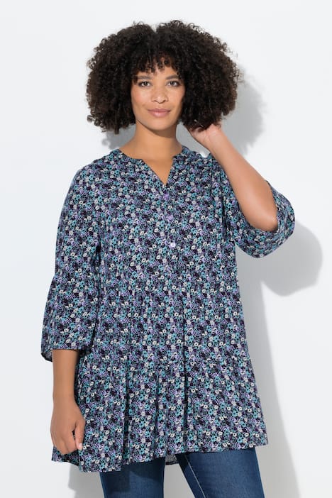 Bluse, Blümchenmuster, Volants