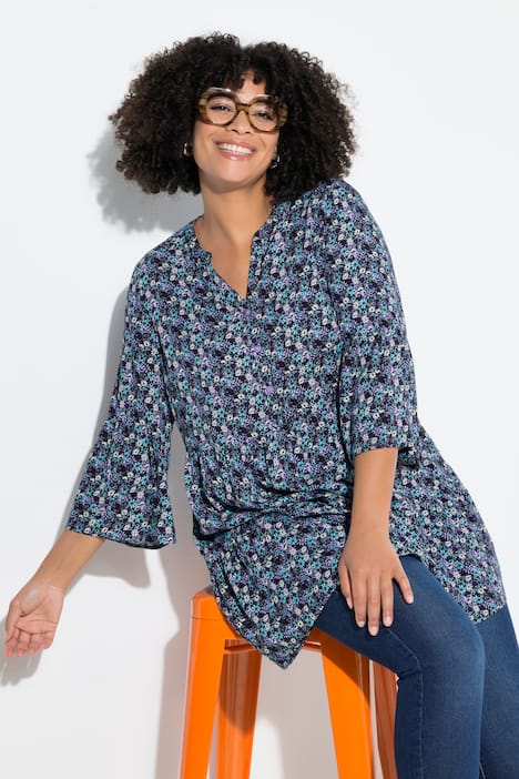 Bluse, Blümchenmuster, Volants