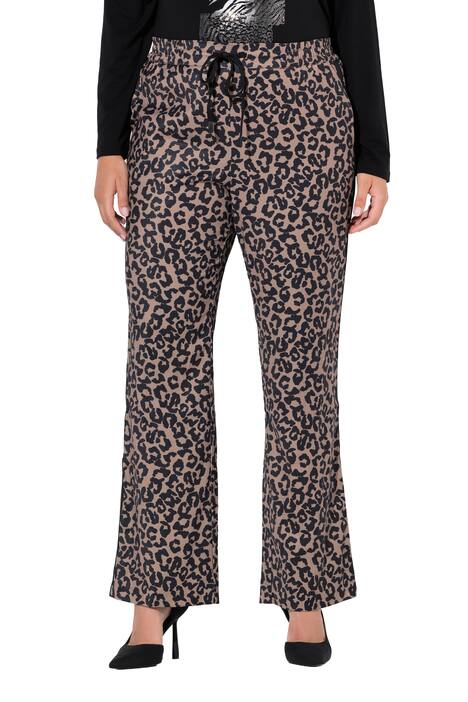 Kalhoty Mary, leopardí vzor, široké nohavice, elastický pas