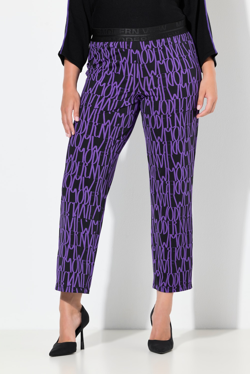 Thumbnail - Große Größen Jerseyhose Sienna, Damen, lila, Größe: 42/44, Polyester/Elasthan, Ulla Popken