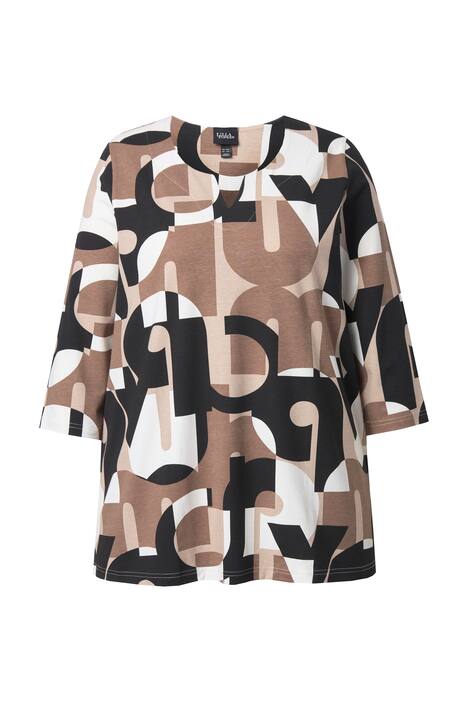 Tričko, vzor s písmeny, tunikový výstřih, 3/4 rukáv