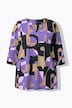 Shirt, Buchstaben, Tunika-Ausschnitt, 3/4-Arm