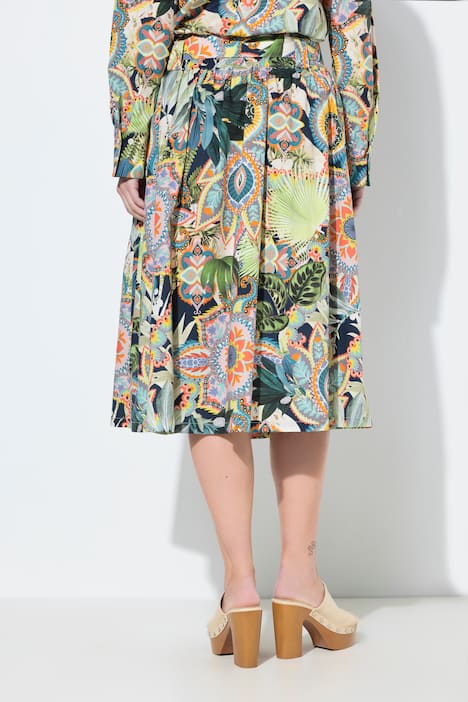 Midi-Faltenrock, A-Linie, Komfortbund