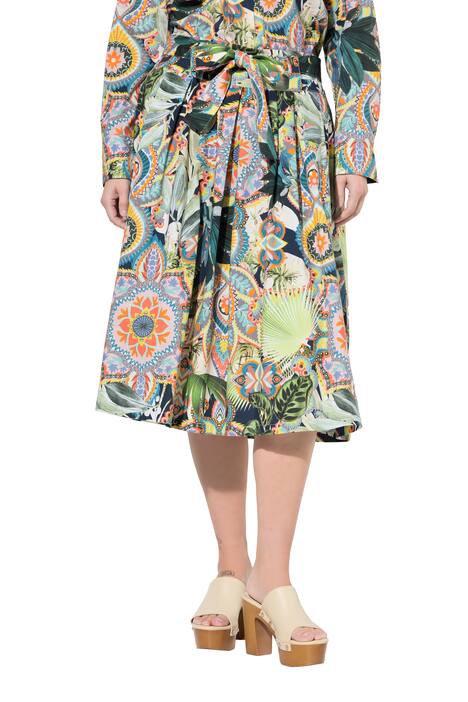 Midi skládaná sukně, A střih, komfortní pas