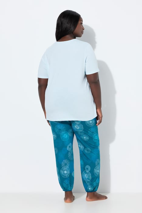 Pyjama, cirkels, V-hals, korte mouwen, elastische zoom