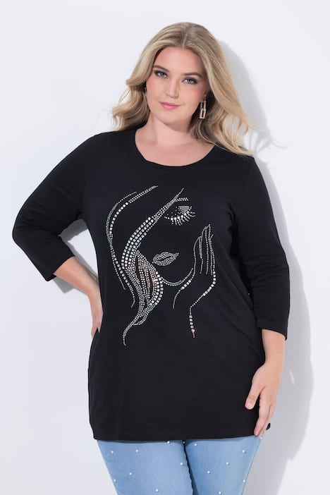 T-Shirt, Classic Fit, Frauen Glitzermotiv