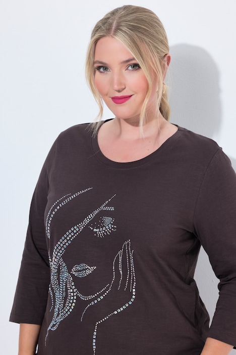 T-Shirt, Classic Fit, Frauen Glitzermotiv